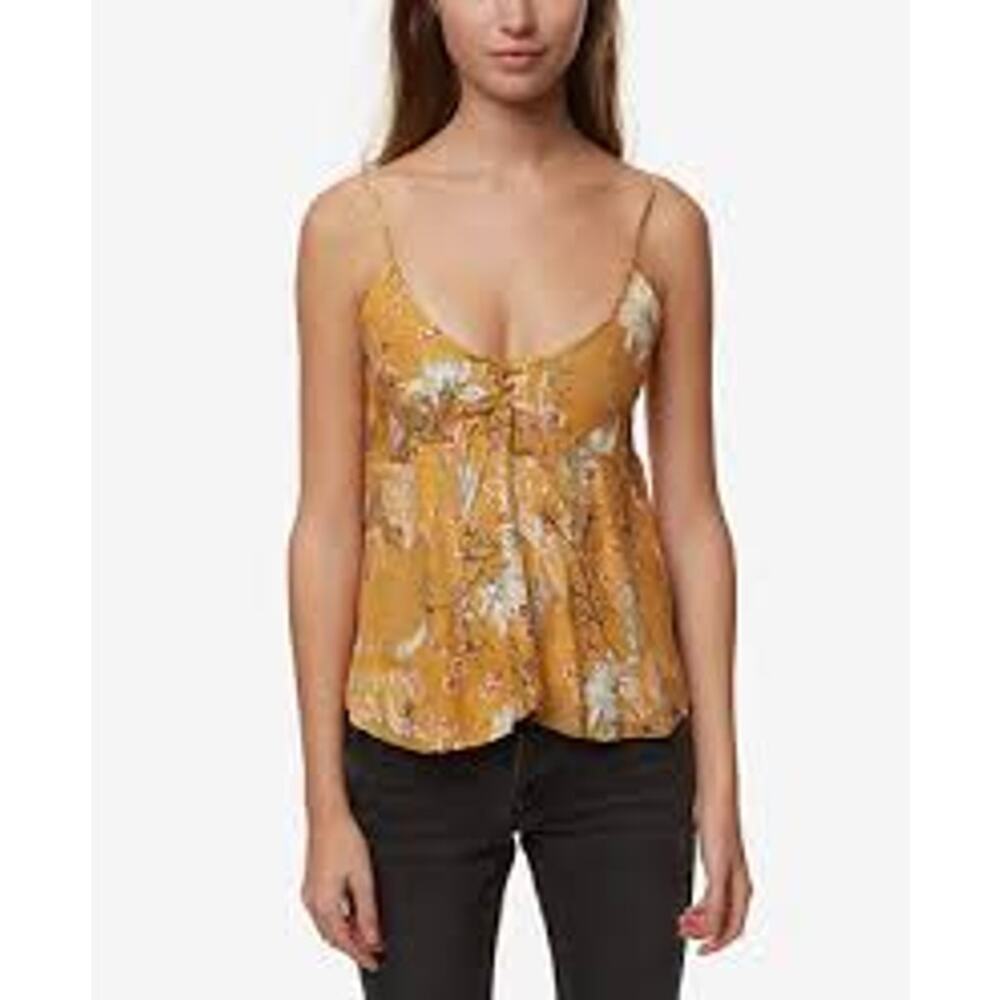 O'NEILL Madison Top Gold Floral Crop Cami Tank Size Large L FEMININE BEACH VACAY - Picture 5 of 6